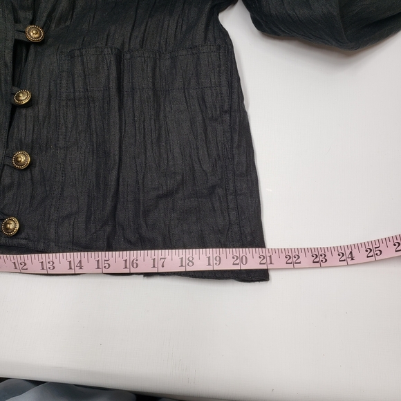 Vintage Black Women's Linen Jacket Blazer Relaxed Boxy - Picture 12 of 16